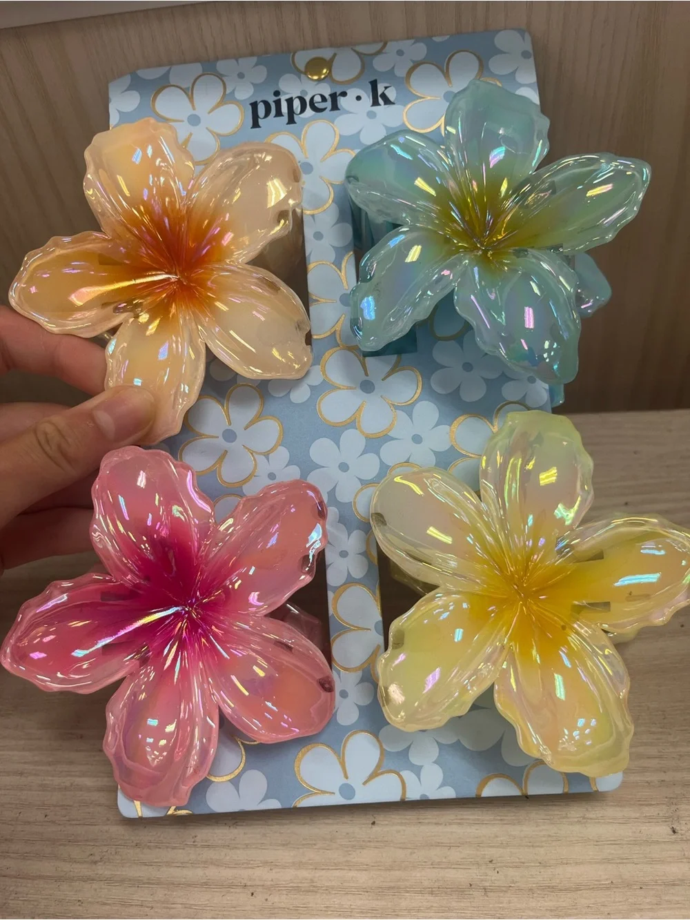 Piper Floral Iridescent Hair Clips - Pink, Yellow, Peach, Aqua
